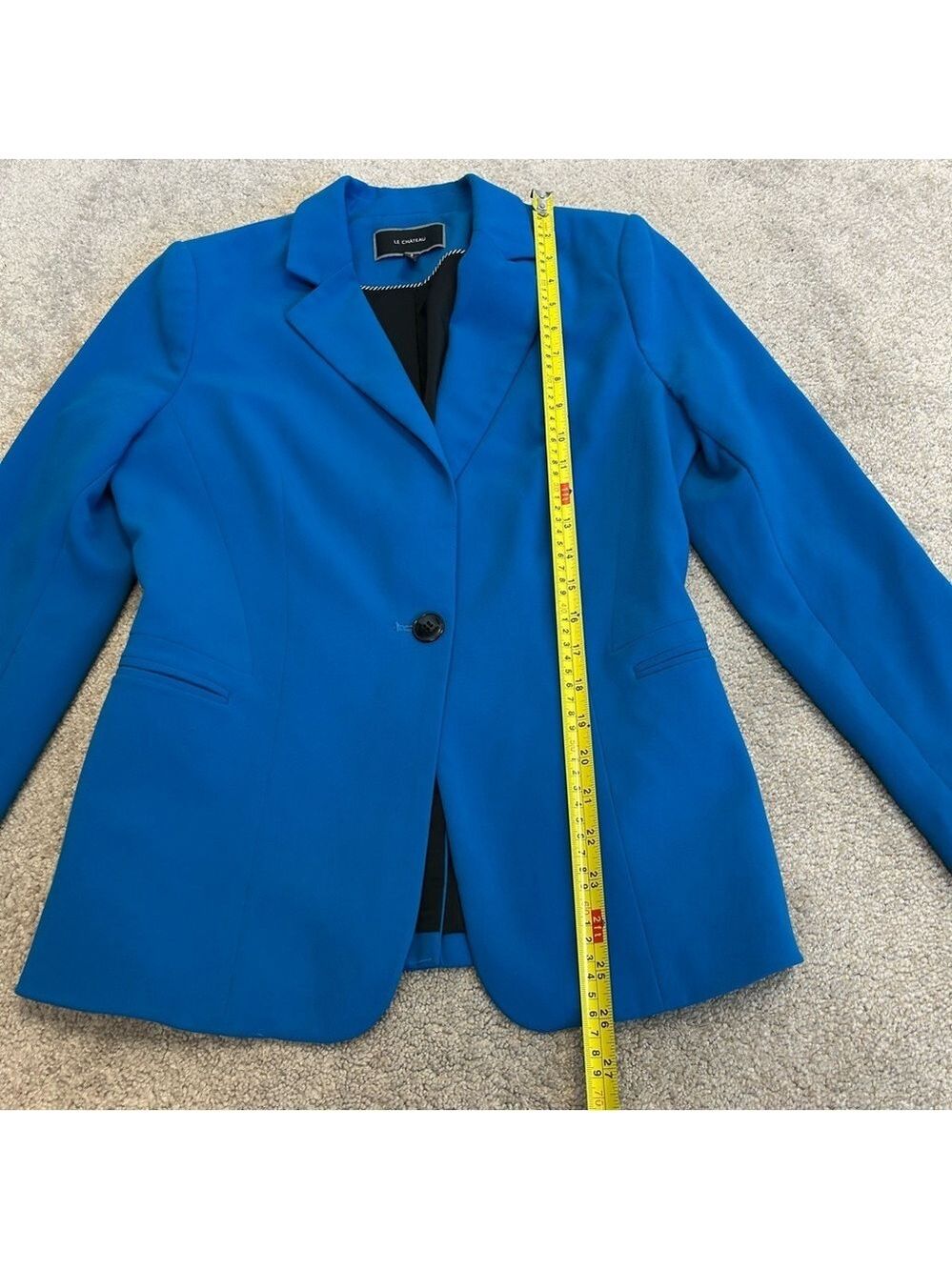 Le Chateau bright blue single breasted tailored cinched stretchy blazer jacket M - Picture 6 of 12